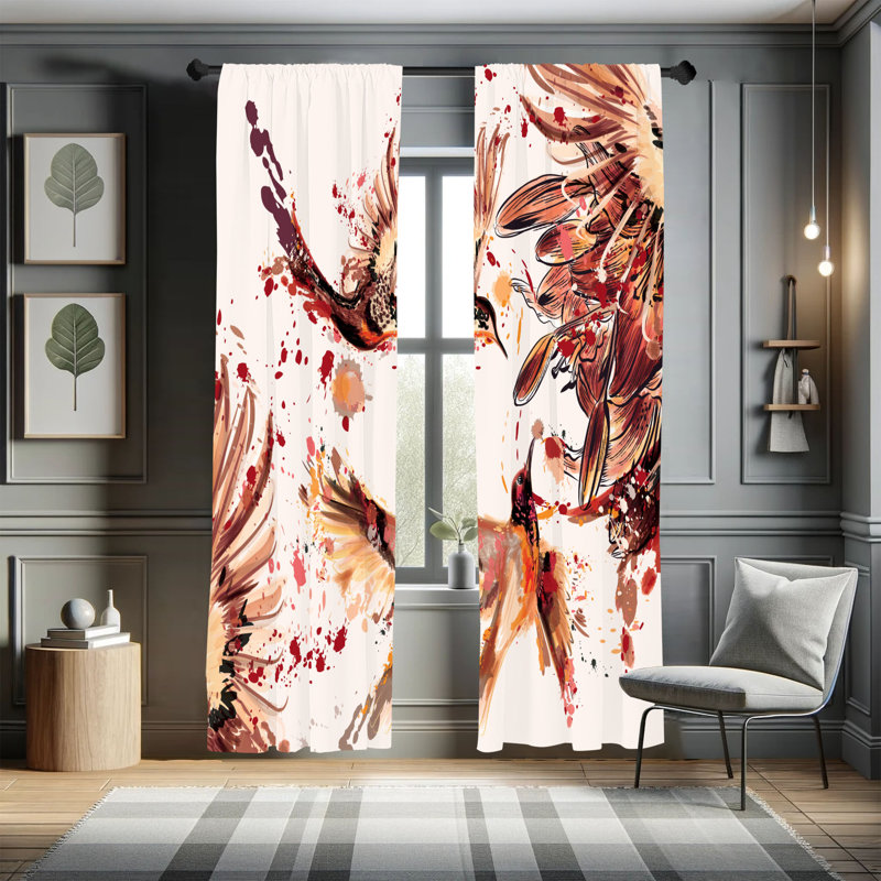 Rideaux colibri Ebern Designs, L 28 po x L 63 po