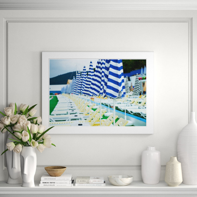 Blue Striped Umbrellas Giclee Print
