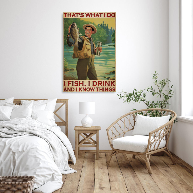 «Man I Fish I Drink», impression rectangulaire 1 pièce «Man I Fish I Drink», H 36 po x l 24 po x P 1,25 po