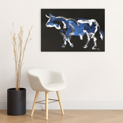 Abstrait taureau bleu abstrait et expressionniste contemporain