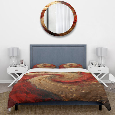 Ensemble de housse de couette Red Gold Fusion Spiral - Abstract Spirals