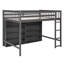 Lit mezzanine double avec 8 tablettes de rangement ouvertes et échelle intégrée, gris antique