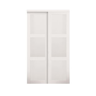 CALHOME 48 in. x 80 in. Hollow Core Natural Solid Wood Finished Interior Double Sliding Closet Doors, Natural Wood