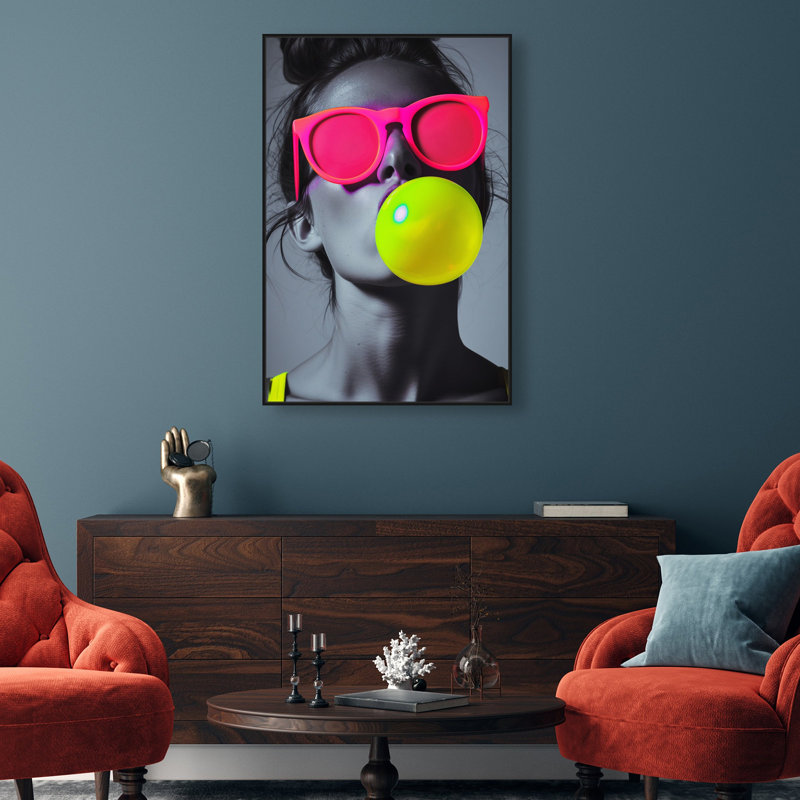 Oliver Gal Bubble One Fashion - Framed Acrylic Glass Wall Art, Black