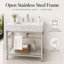 Meuble-lavabo 30 po en marbre de Carrare naturel avec lavabo, structure en acier inoxydable argenté et tablette en verre-1556390638-1572645743