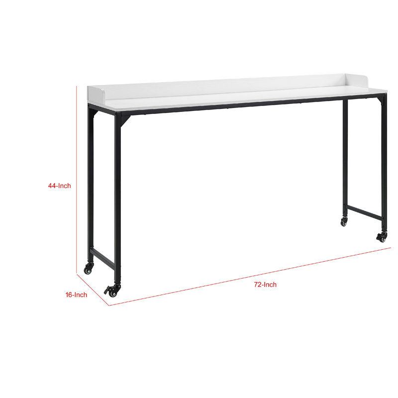 Bureau de lit Sumi, hauteur réglable, bois blanc, métal noir 72 pouces