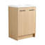 Meuble-lavabo autoportant de 24 pouces avec lavabo en résine intégré, rangement à double porte, conception prête à assembler et poignées à double finition.