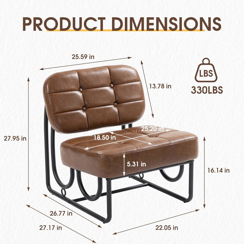 Fauteuil d'appoint rembourré sans accoudoirs