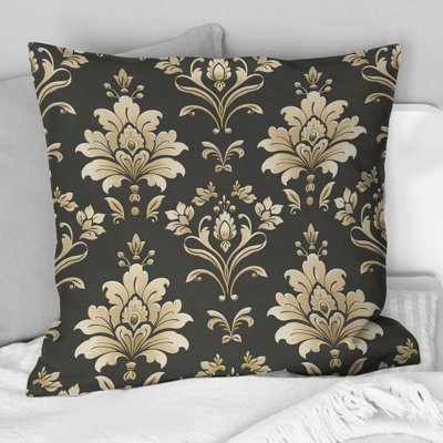 Coussin décoratif moderne brun et beige à motif damassé IV