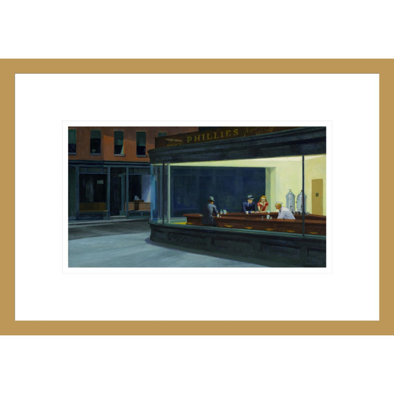 «Nighthawks» par Edward Hopper - impression giclée sur cadre, H 11,76 po x l 16,75 po