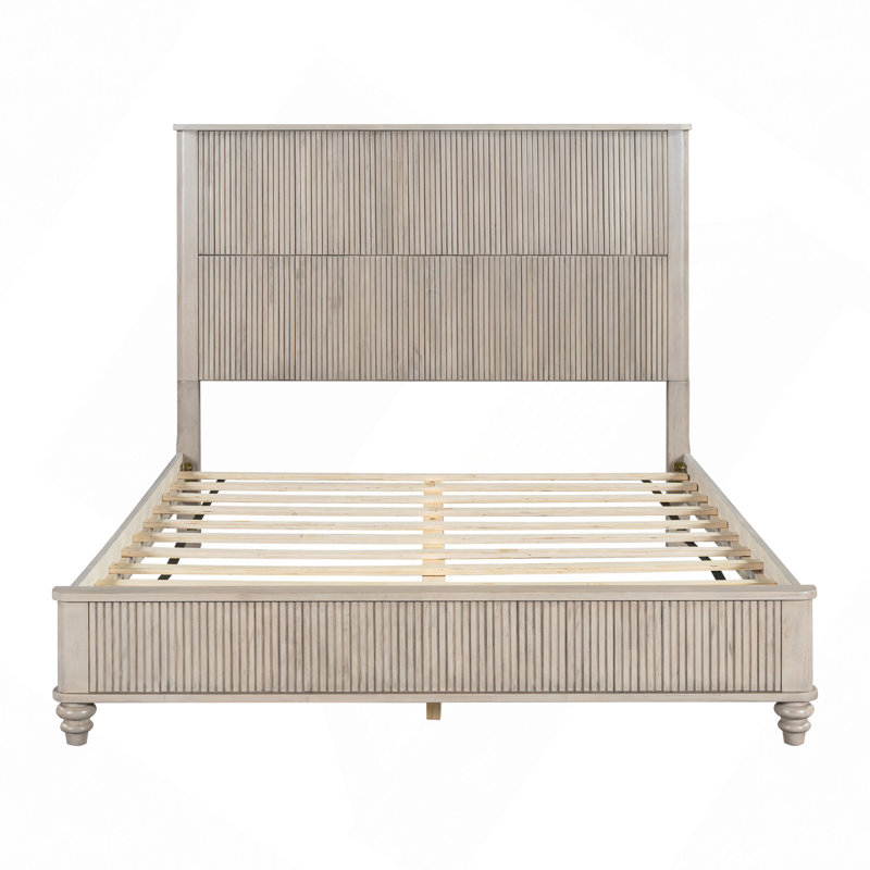 Base de lit en bois massif, cadre de lit plateforme grand avec tête de lit, tête de lit haute en bois naturel