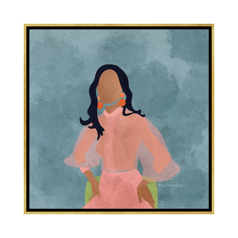 " Shaena " by Reyna Noriega, 18" H x 18" W x 1.5" D, No Mat, Gold Framed Canvas
