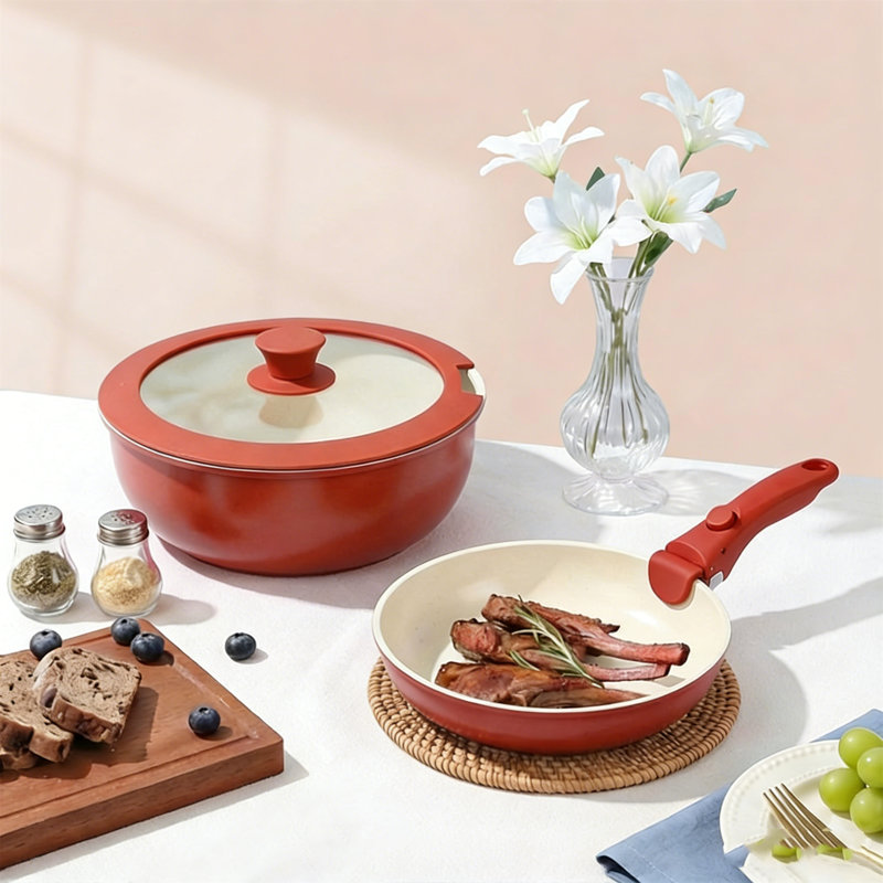 11 - Piece Aluminum Cookware Set, Red