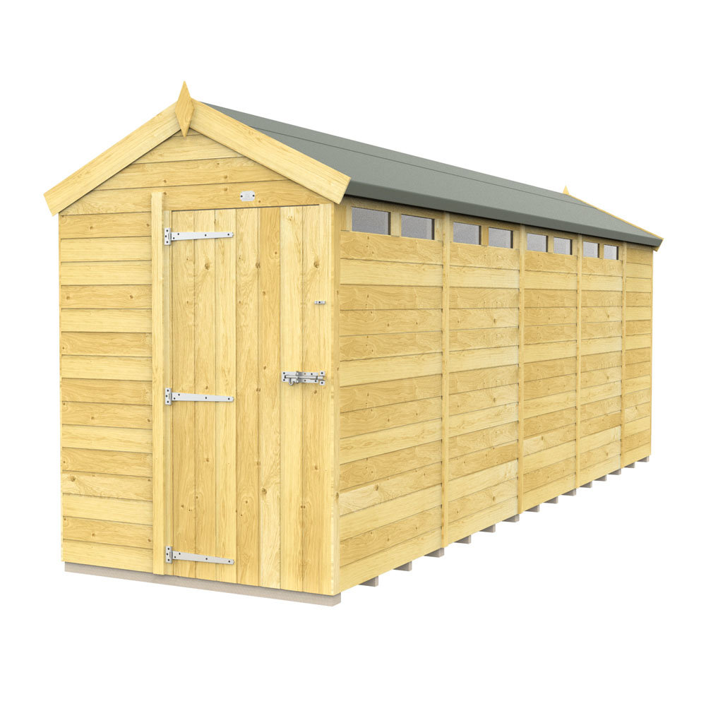 5ft x 19ft Apex Security Shed - Single Door