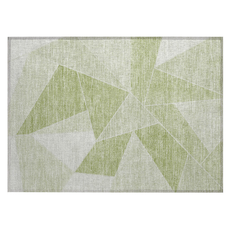 Tapis géométrique intérieur / extérieur rectangulaire en polyester tissé à la machine 1 pi 8 po x 2 pi 6 po Heffington