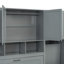 Lit escamotable simple simple avec placard, tiroirs et bureau - gris