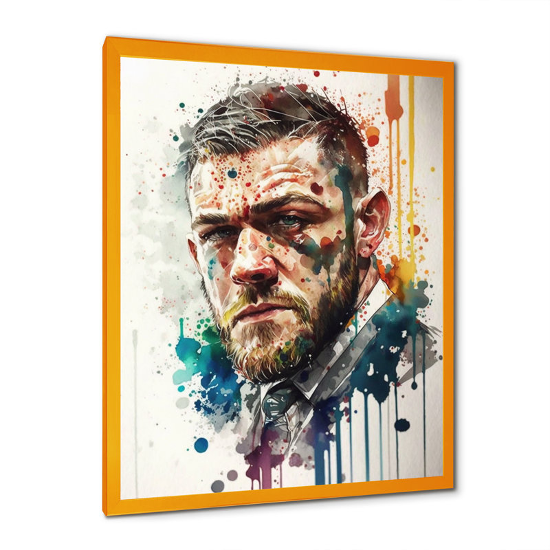 Conor Fighter Illustration - impression, H 20 po x l 12 po x P 1 po, Encadrement doré