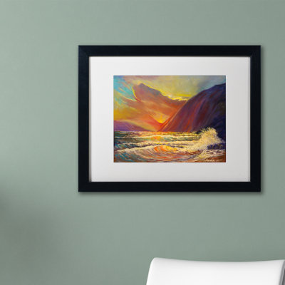 Luverne 'Hawaiian Coastal Sunset' Framed Painting Print