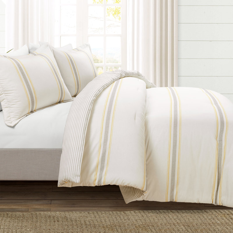 Gray Twin Cotton Reversible Comforter Set
