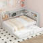 Lit de jour en métal avec lit gigogne, armoires de rangement et ports USB, blanc-1113110492