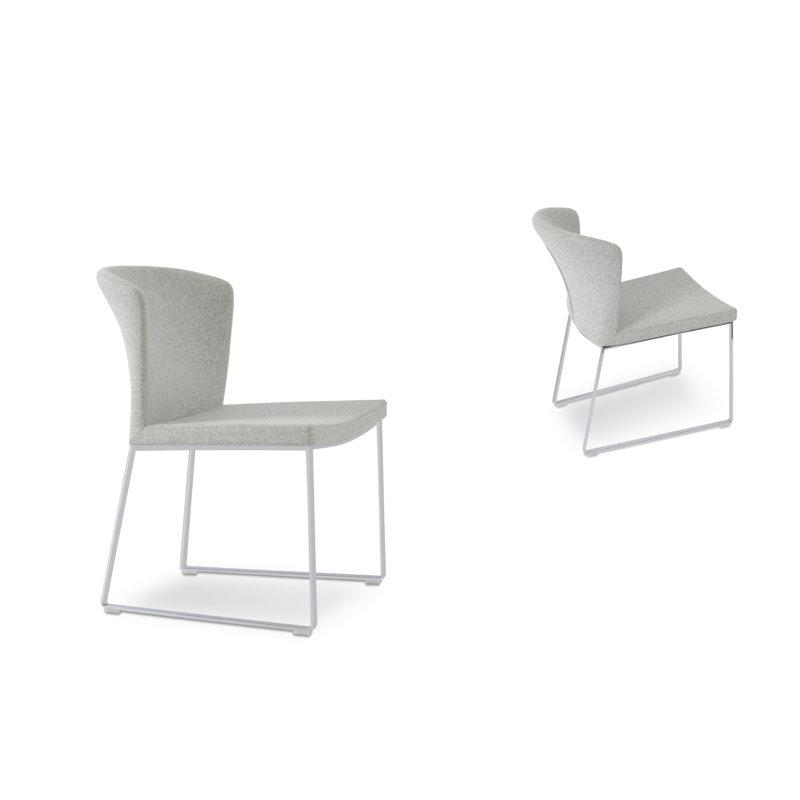 Capri Sled Solid Back Side Chair, Silver Wool