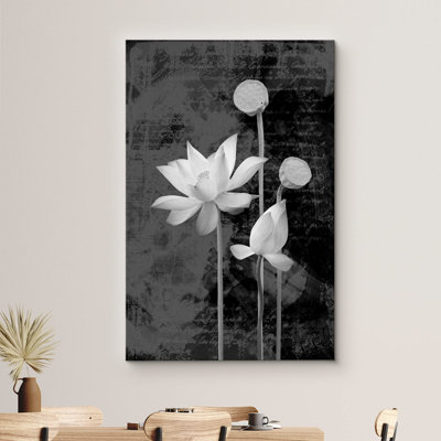 Flower Blossom " Black And White Blooming Flowers And Typography "