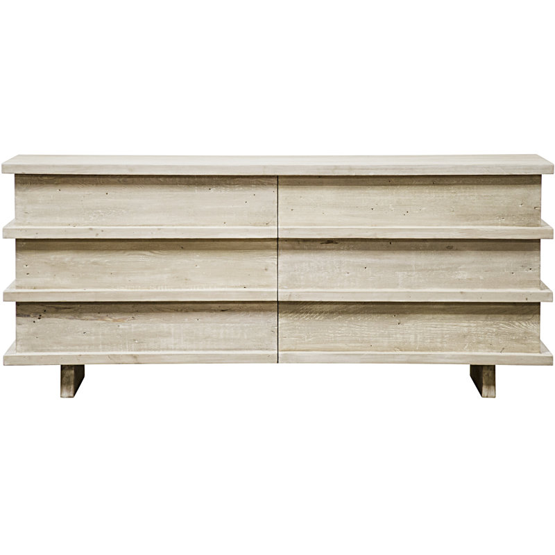 Bergamot 6 - Drawer Solid Wood Dresser, Gray Wash Wax