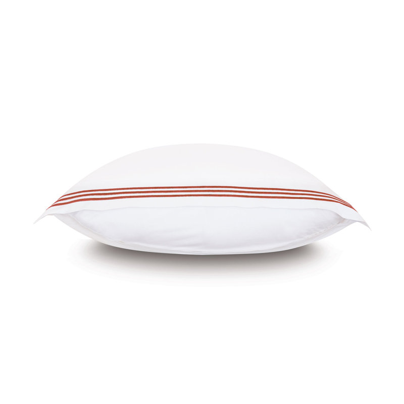 Tessa Cotton Sham Set, Euro, White/Scarlet, Multi-stripe
