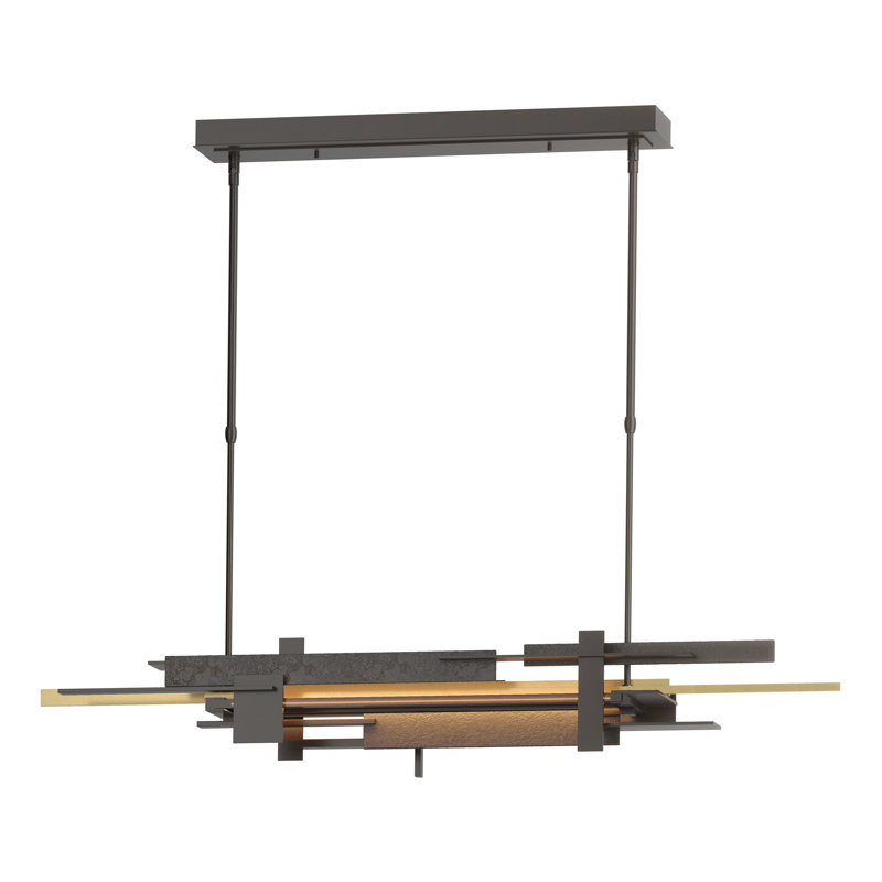 Luminaire suspendu pour îlot de cuisine 1 lumière DEL Planar, H 8,4 po x l 48,3 po x P 8,5 po, Laiton moderne, Bronze huilé