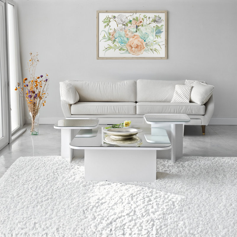 Table basse traîneau, Blanc, Blanc