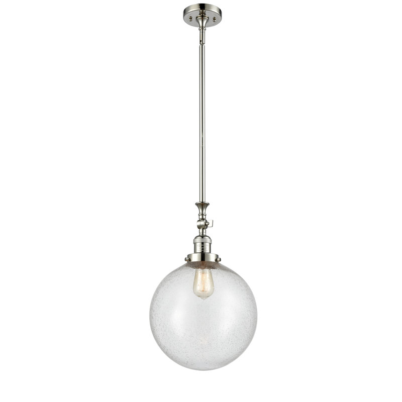Luminaire suspendu sphère 1 lumière Clermont, Nickel poli, DEL, Grainé
