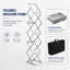 Présentoir à magazines pliable double face en alliage d'aluminium argenté à 6 poches, portable, pour expositions/hôtels.