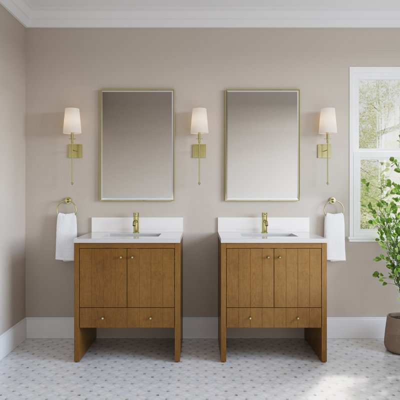 Hudson 30" W Single Vanity, Single-Hole, White Zeus Silestone with Backsplash