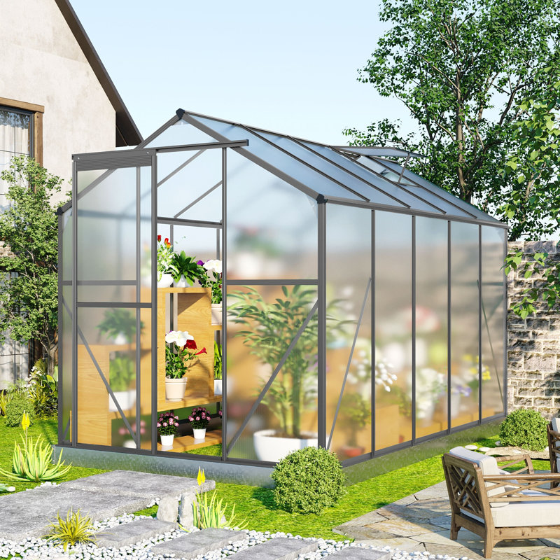 6 Ft W X 10 Ft D Hobby Greenhouse, Gray