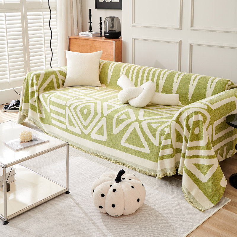 Housse pour canapé modulaire Boho Chenille, Vert, H 91 po x l 118 po x P 0,2 po