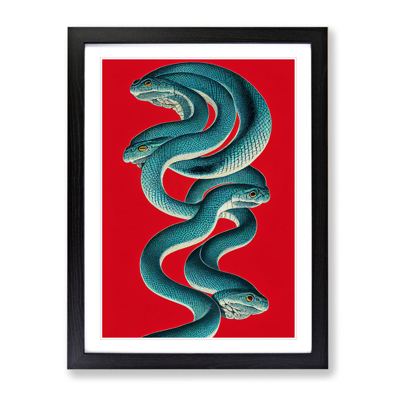 Snake Monster - Single Picture Frame Print, 64cm H x 46cm W x 2cm D, Black Framed