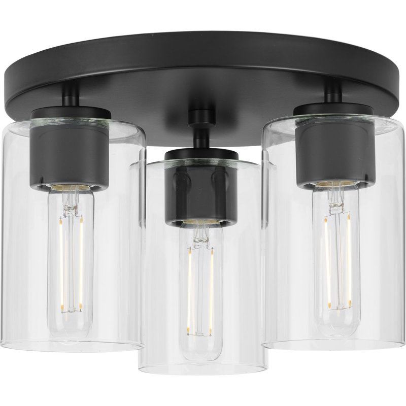 Bromwich Glass Flush Mount, Clear, Matte Black
