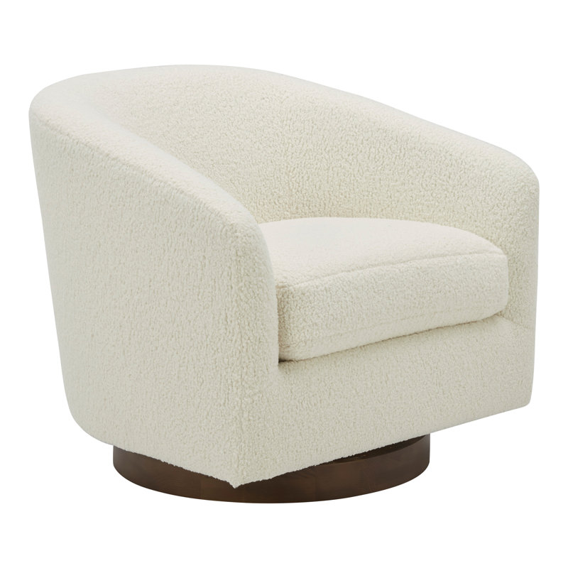Fauteuil club pivotant en polyester 31 po., 100 % polyester blanc