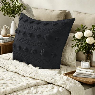 Ensemble de literie chic en jacquard noir avec microfibre douce