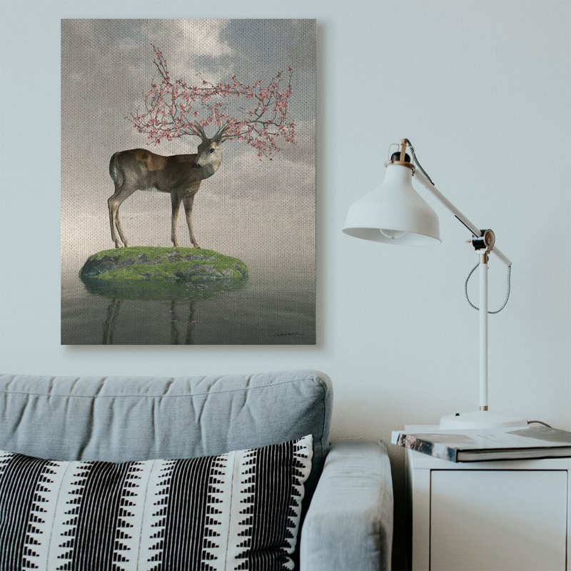 «Deer Tree Island Abstract Animal», impression, Toile tendue, H 36 po x l 48 po x P 1,5 po