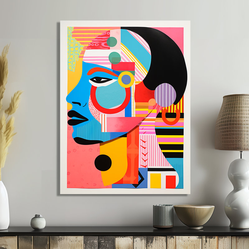 «Afro American Colorful Retro Collage I - Abstract Portraits», art mural, Métal métal, H 40 po x l 30 po x P 1,5 po