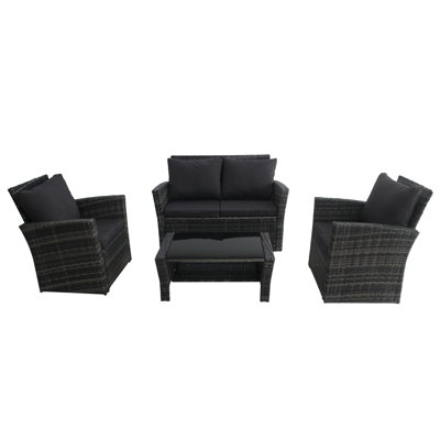 Akridge Rattan Wicker 4 - Person Seating Group
