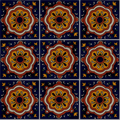 4.2" x 4.2" 9pcs TalaMex Cupula Mexican Clay Tile Handmade Talavera Backsplash Mosaic