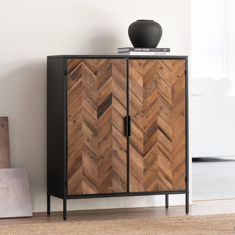 38” Two-Door Metal Storage And Accent Cabinet,Black