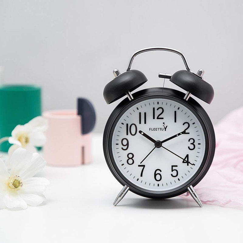 Metal Electric Alarm Tabletop Clock, Black
