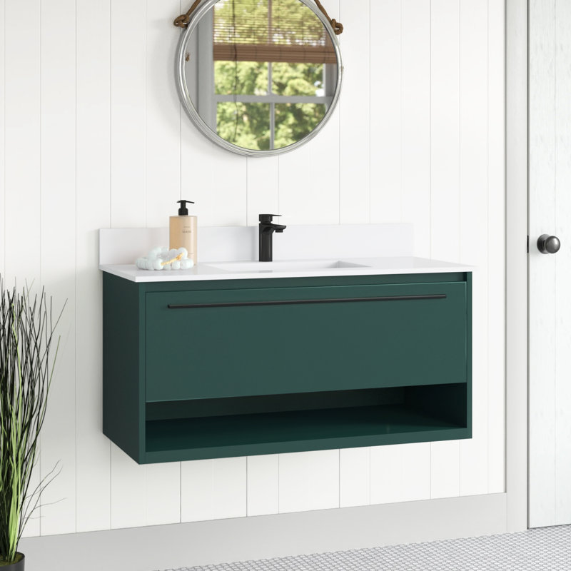 Ensemble de meuble-lavabo simple mural 40 po Roman, Vert
