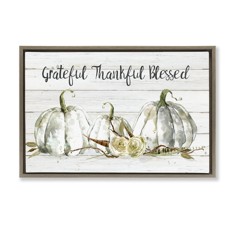 Cadre flottant Grateful Thankful Blessed Pumpkins, design par Carol Robinson, H 17 po x l 25 po