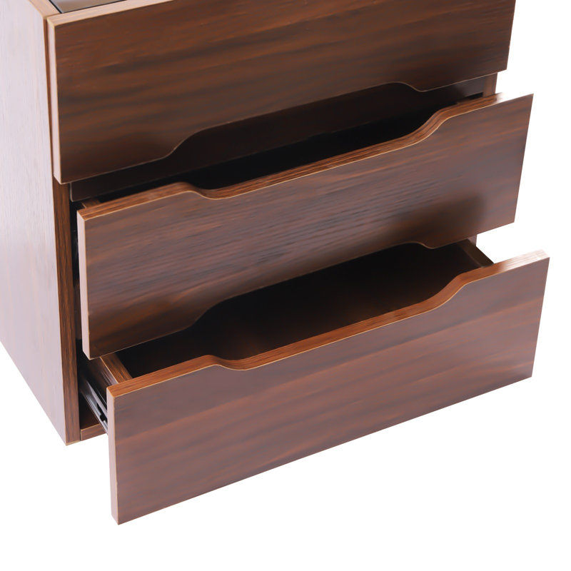 Zaizi Manufactured Wood Nightstand w/ Wireless Charging Station and LED Lights, Brown