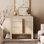 Classeur en bois à 3 tiroirs de 31,5 po de largeur, à profil courbé, armoire de rangement de bureau Mid-Century moderne pour salle d'étude, salon