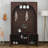 Arched Hall Tree With Storage Bench, 4 Golden Hooks, Entryway Bench With 3 Cabinets And Adjustable Shelves-1379515081